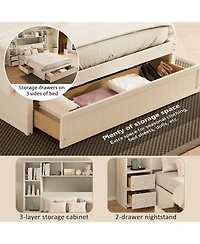 Streamdale Furniture Pine Platform Bed with Storage & Charging