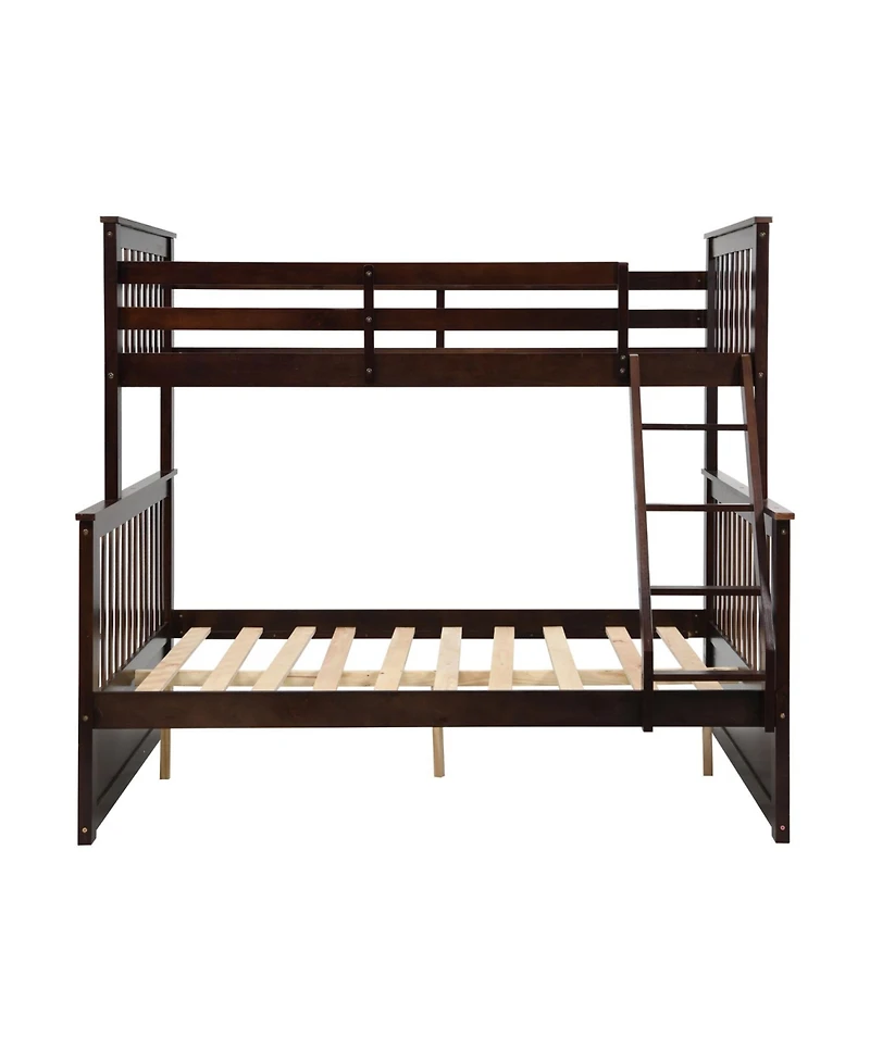Streamdale Furniture Twin Over Full Bunk Bed with Storage - Espresso