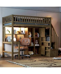 Streamdale Furniture Twin Loft Bed with Desk Storage & Stairs