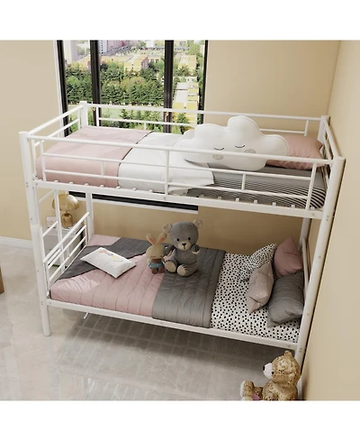Streamdale Furniture Twin Over Twin Metal Bunk Bed with Ladders & Guardrail