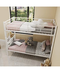 Streamdale Furniture Twin Over Twin Metal Bunk Bed with Ladders & Guardrail