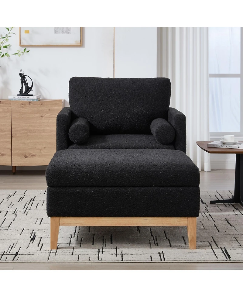 Streamdale Furniture Farmhouse Upholstered Accent Chair & Ottoman