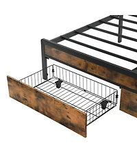 Streamdale Furniture Led Bed Frame with Storage Drawers & Usb Charging