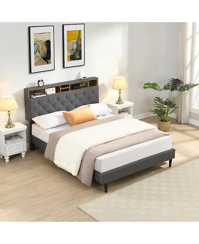 Streamdale Furniture King Upholstered Bed Frame Usb Ports