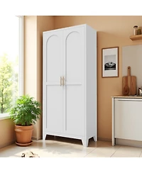 Streamdale Furniture 71" Metal Storage Cabinet with Doors & Adjustable Shelves (White)