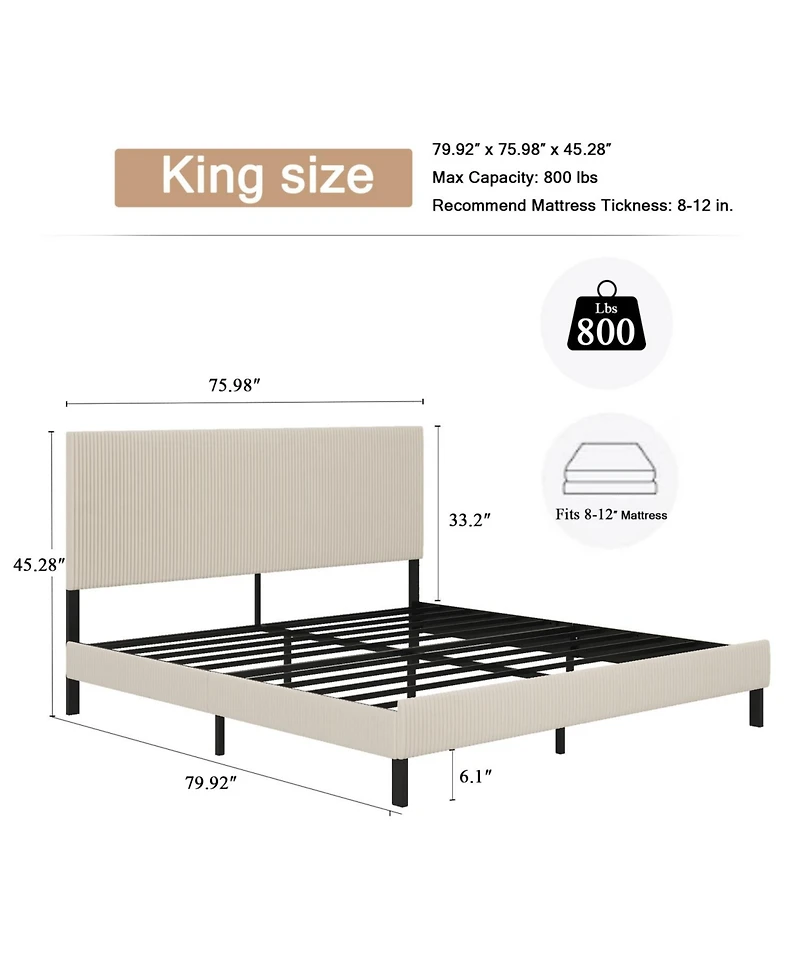 Streamdale Furniture King Bed Frame Bandaged Headboard