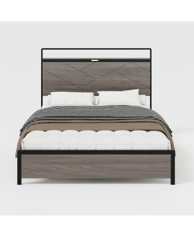 Streamdale Furniture Full Bed Frame with Led Headboard & Usb
