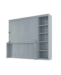 Streamdale Furniture Full Size Murphy Bed with Desk and Bookshelf, Gray