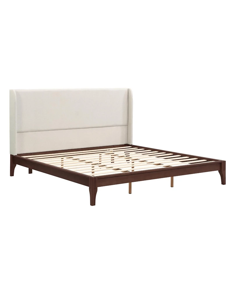 Streamdale Furniture King Size Bamboo Platform Bed with Upholstered Headboard