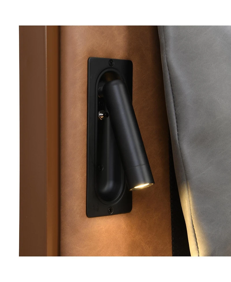 Streamdale Furniture 1 Count Leather Queen Bed with 2pcs Night Lights