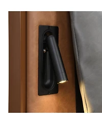 Streamdale Furniture 1 Count Leather Queen Bed with 2pcs Night Lights