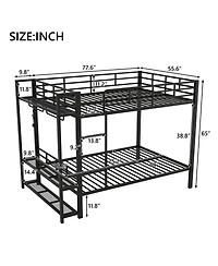 Streamdale Furniture Streamdale Metal Bunk Bed with Storage, Led Light