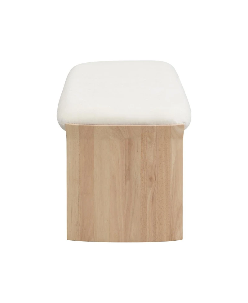 Streamdale Furniture 51.5 Inch Beige Rubber Wood Footstool For Bedroom and Living Room