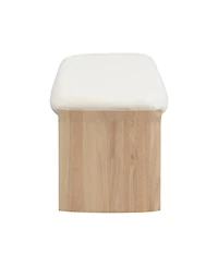 Streamdale Furniture 51.5 Inch Beige Rubber Wood Footstool For Bedroom and Living Room