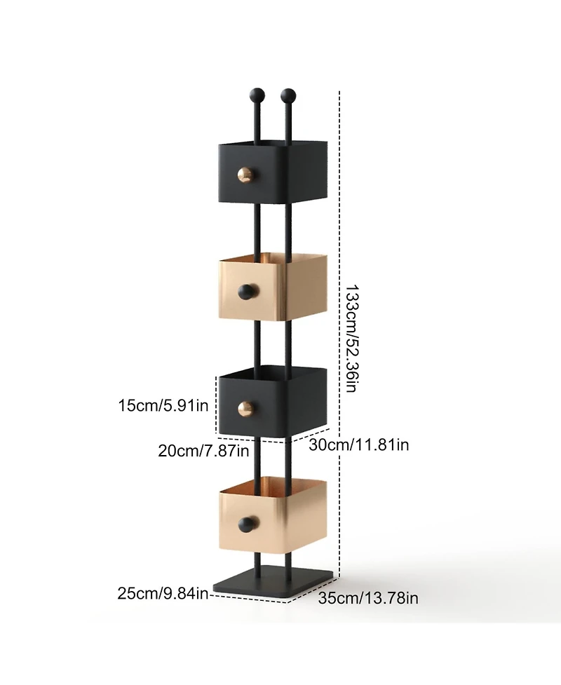 Streamdale Furniture Golden Box Bookshelf/Bedside Shelf/Side Table/Magazine Rack