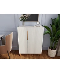 Streamdale Furniture Modern White Sideboard Cabinet - Gold Handles