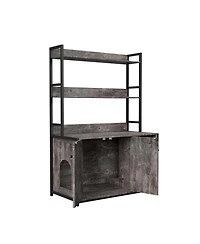 Streamdale Furniture Large Cat Litter Box Enclosure w/ Shelf, Hidden Washroom, Scratch Pad