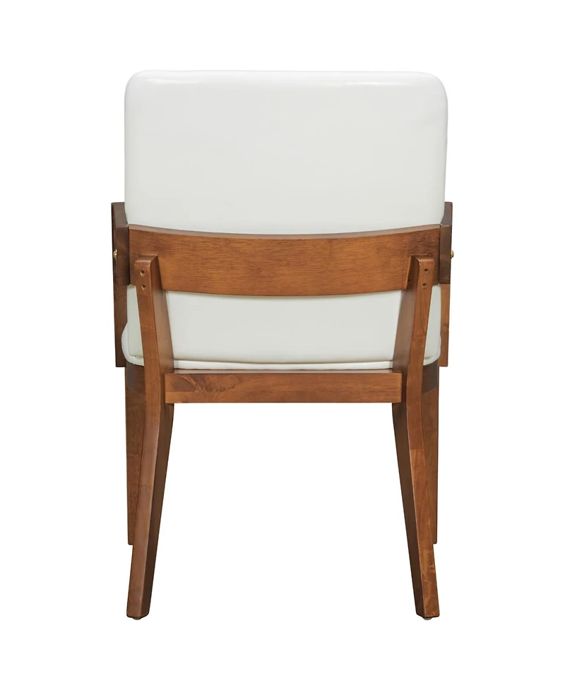 Streamdale Furniture Modern Walnut Wood & White Glossy Pu Leather Upholstered Dining Chairs Set of 2