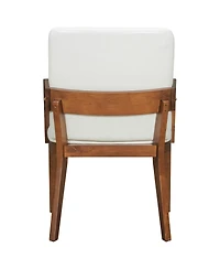 Streamdale Furniture Modern Walnut Wood & White Glossy Pu Leather Upholstered Dining Chairs Set of 2