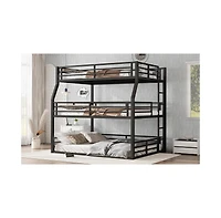Streamdale Furniture Triple Bunk Bed, Full/Queen, Metal, Heavy-Duty
