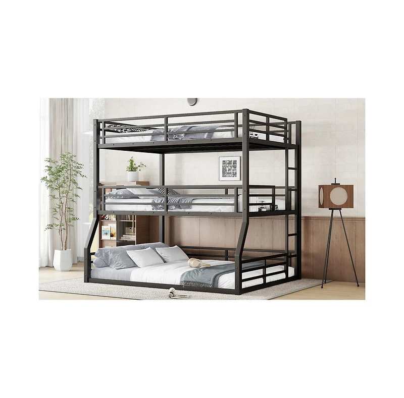 Streamdale Furniture Triple Bunk Bed, Metal, Heavy-Duty