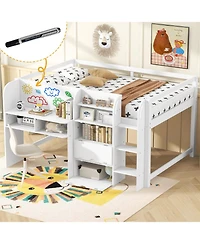 Streamdale Furniture Streamdale Low Loft Bed with Desk, Storage, Bookcase & Whiteboard