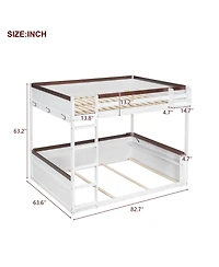 Streamdale Furniture Queen Wooden Bunk Bed- Shelves, Storage, Led, Usb