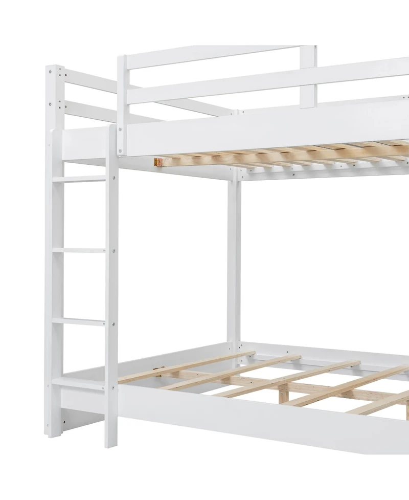 Streamdale Furniture Wood Queen Size Bunk Bed with Ladder