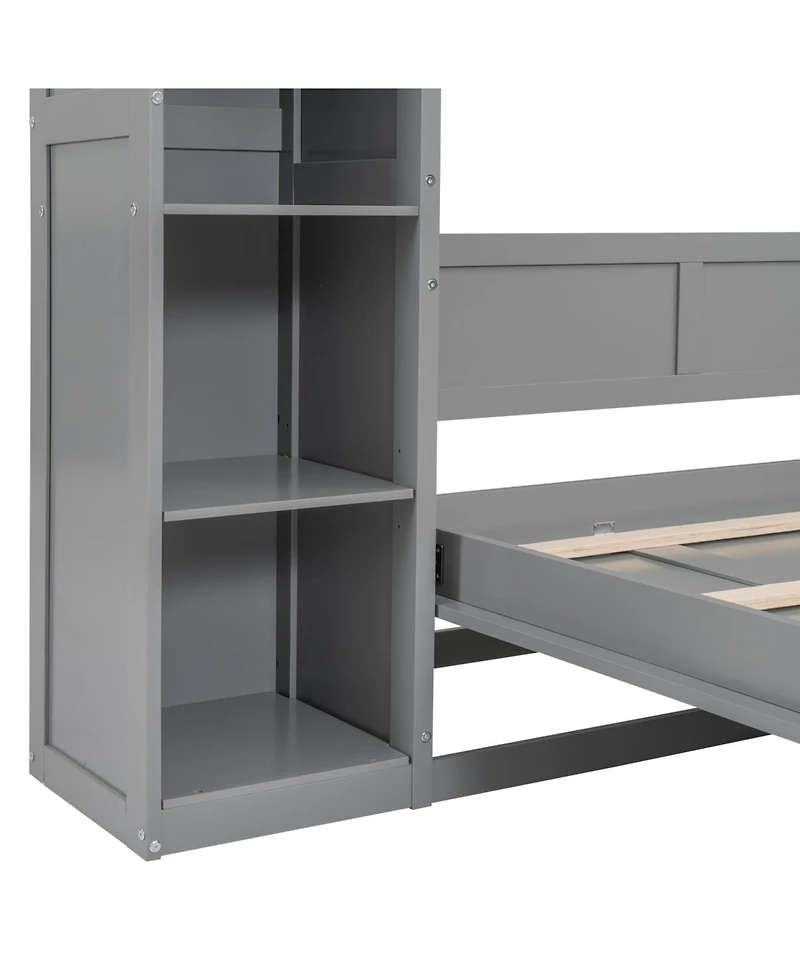 Streamdale Furniture Murphy Bed with Shelves & Led Lights