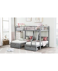Streamdale Furniture Full Over Twin & Triple Bunk Bed with Drawers