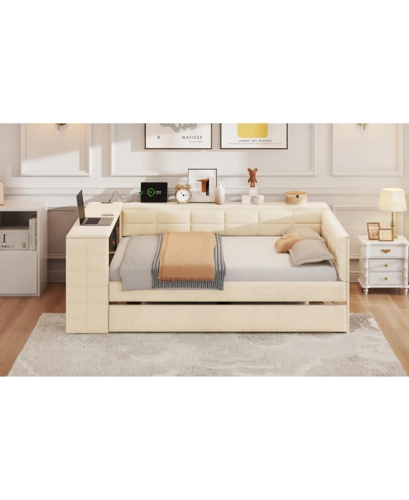 Streamdale Furniture Streamdale Upholstered Platform Bed with Storage, Desk, Trundle