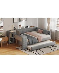 Streamdale Furniture Upholstered Platform Bed with Storage, Desk, Trundle