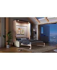 Streamdale Furniture Queen Size Murphy Bed with Sofa and Led, Beige