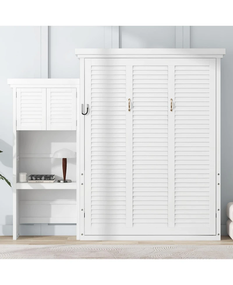 Streamdale Furniture Queen Murphy Bed with Storage & Louvered Detail