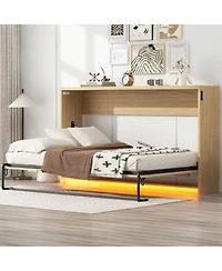 Streamdale Furniture Twin Xl Size Murphy Bed with Led Light, can be Folded into a Cabinet