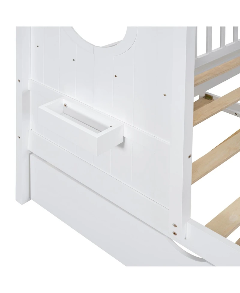 Streamdale Furniture Wooden Twin House Bed with Trundle & Shelf - Gray