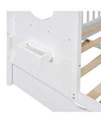 Streamdale Furniture Wooden Twin House Bed with Trundle & Shelf - Gray