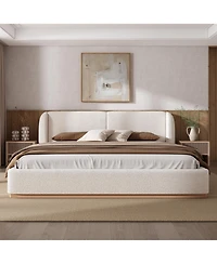 Streamdale Furniture King Size Bed Frame, Boucle Wingback Headboard, White