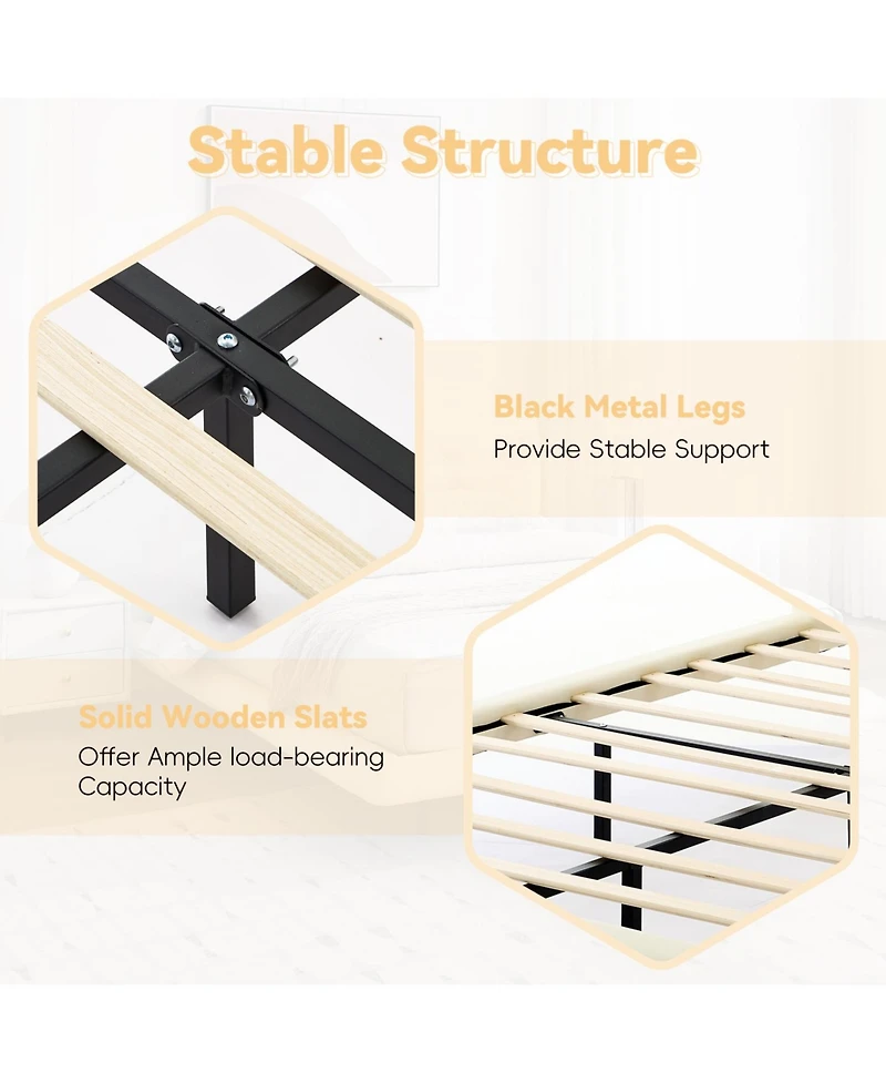 Streamdale Furniture Queen Upholstered Led Platform Bed