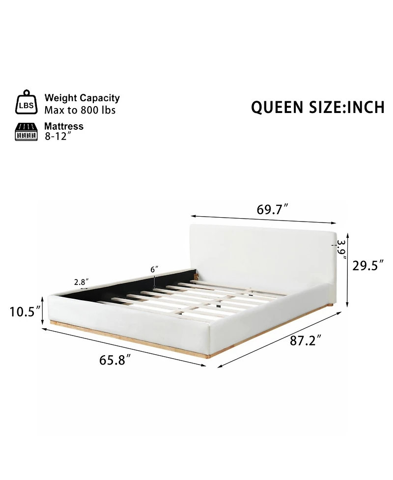 Streamdale Furniture Queen Bed with Solid Wood Frame in Elegant White Finish