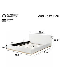 Streamdale Furniture Queen Bed with Solid Wood Frame in Elegant White Finish