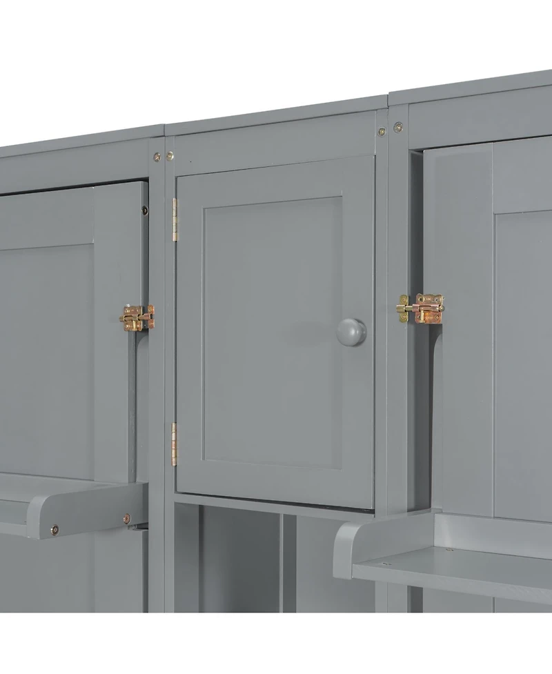 Streamdale Furniture Dual Twin size Wall Murphy Beds with Cabinets and Shelves