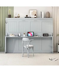 Streamdale Furniture Queen Murphy Bed with Hydraulic Lift & Desk