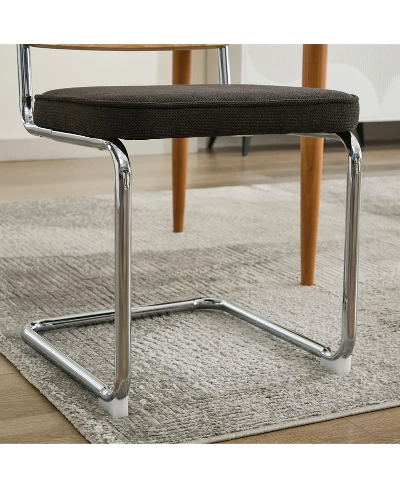 Streamdale Furniture Oak Rattan & Linen Cantilever Chair (360lb Capacity)