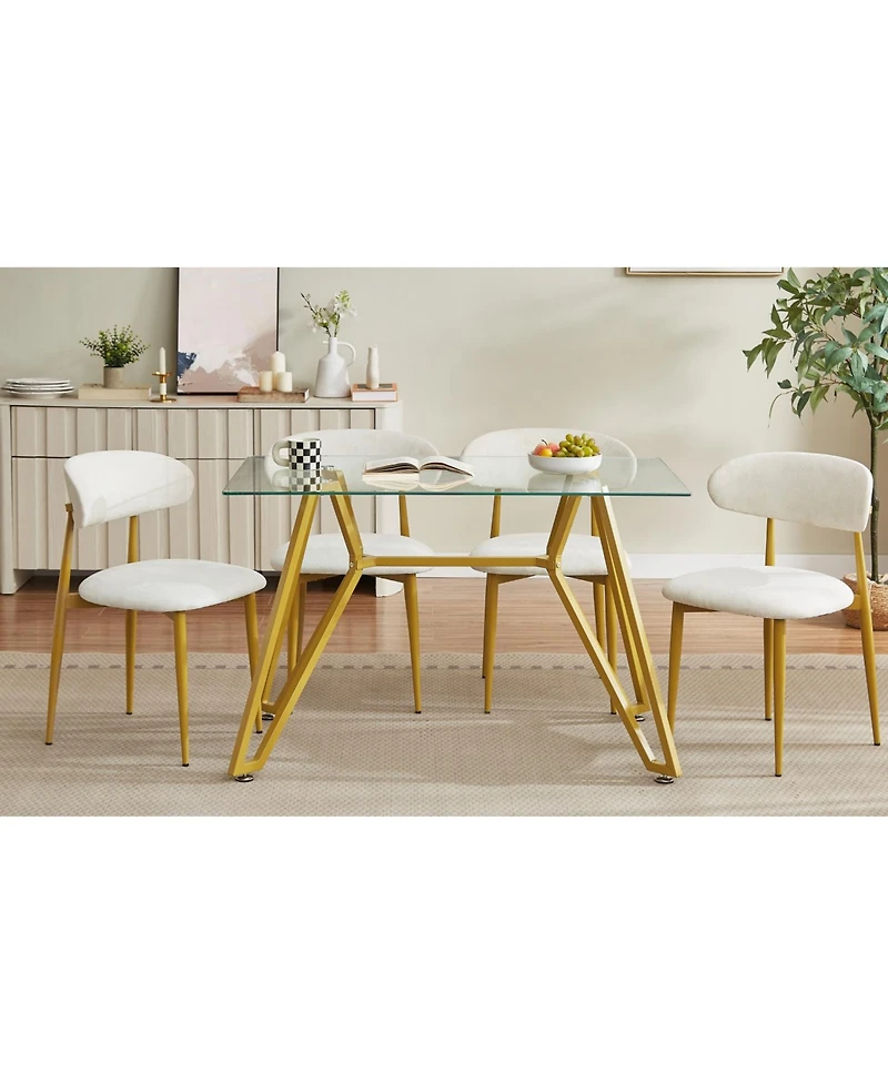 Streamdale Furniture Modern White & Gold Dining Chairs (Set of 2)