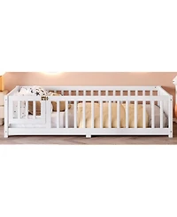 Streamdale Furniture Twin Floor Bed with Guardrails & Door