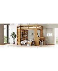 Streamdale Furniture Full Xl/Full Bunk Bed with Desk, Shelves & Wardrobe