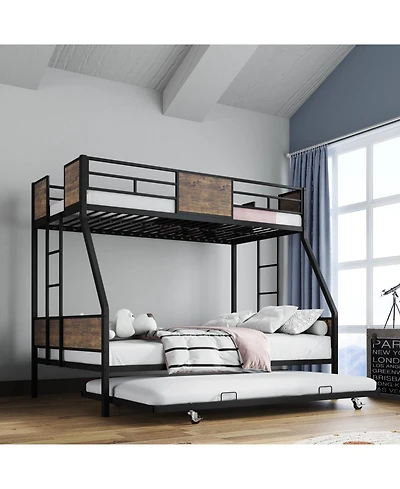 Streamdale Furniture Twin Over Full Bunk Bed with Trundle & Ladders