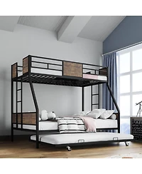 Streamdale Furniture Twin Over Full Bunk Bed with Trundle & Ladders