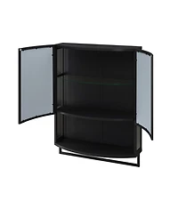 Streamdale Furniture Arched Glass Double-Door Wardrobe w/ Mirror, Shelf & Rack